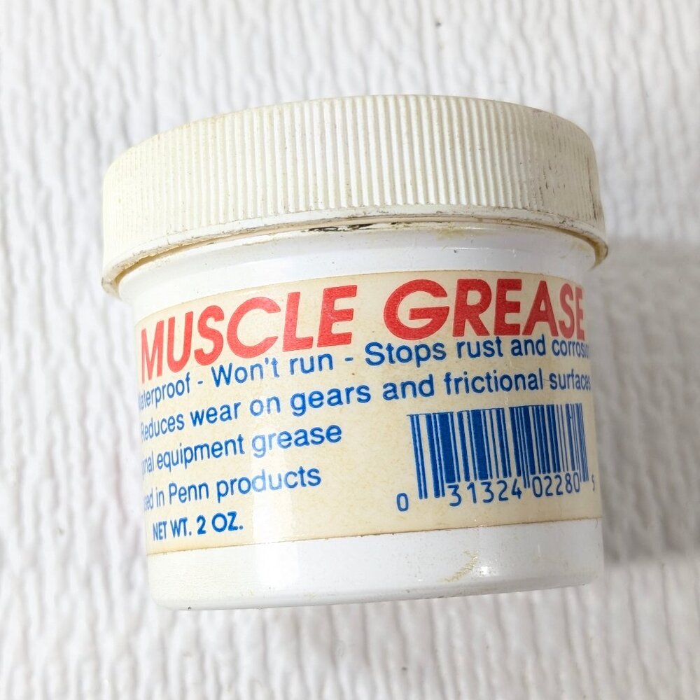 Vintage Penn Reel Muscle Grease 2 oz USA Fishing for‎ gears waterproof won't run